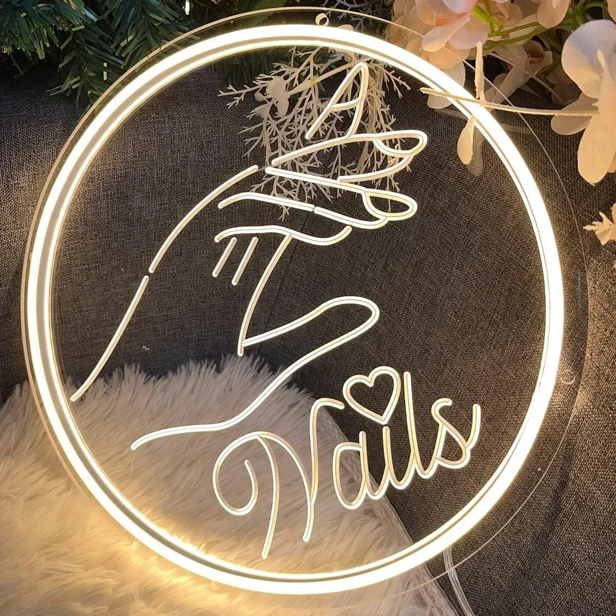 Nails Neon Sign LED Circular Carving Neon Light For Nail shop Beauty Shop Decoration Business Signs Room wall Decoration Lights