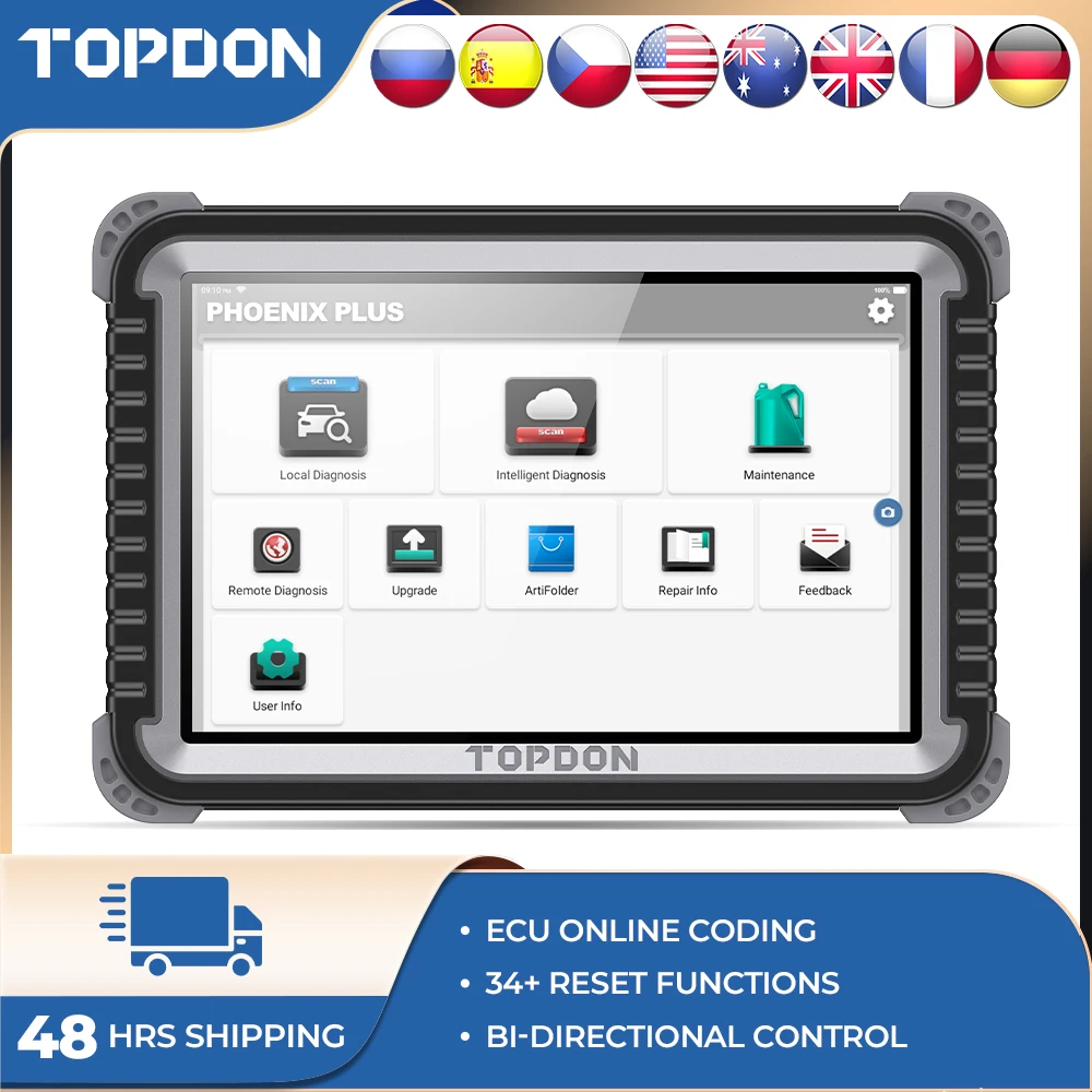 TOPDON-Codificação Online Chave Bidirecional, Phoenix Plus, OBD2 Scanner, Ferramenta de Diagnóstico Automóvel, Auto Scan, Active Test Repair Tool