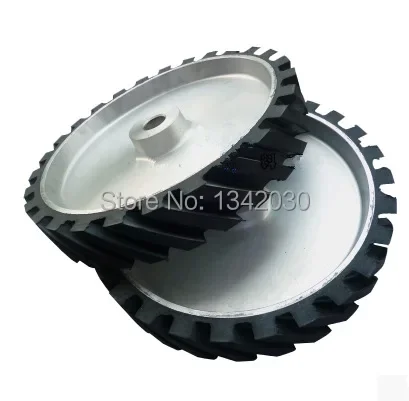 300*50*25mm Grooved Rubber Wheel Belt Sander Polisher Wheel Sanding Belt Set Contact Wheel