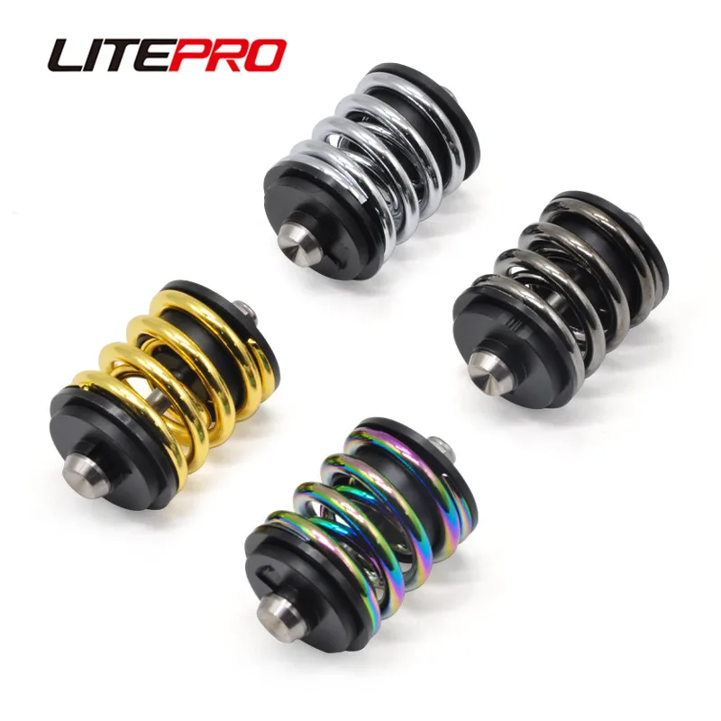 Litepro 16inch Folding Bicycle Rear Spring Shock Shocks Spring Titanium Axle Double layers Suspension Absorber For Brompton Bike