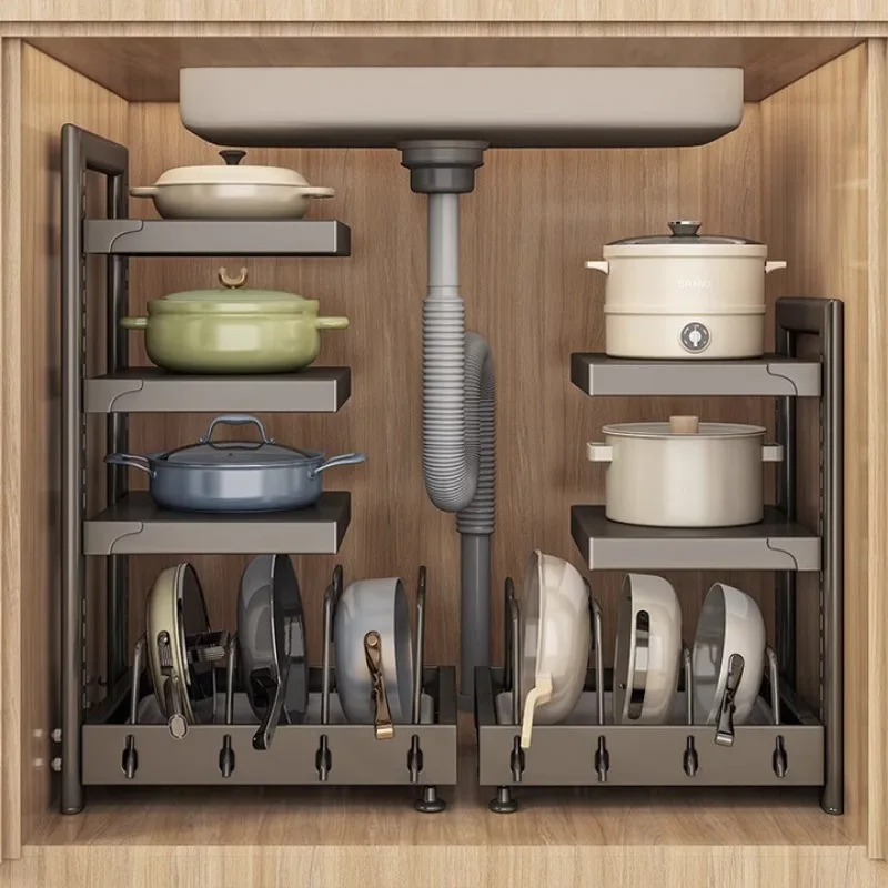 

Storage rack, kitchen rack, multi-layer cabinet, lower sink, pot shelf, multi-functional and adjustable