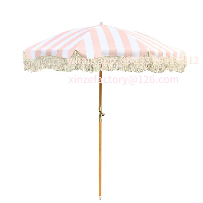 

Outdoor fringed umbrella belt steering outdoor courtyard agritainment fringed umbrella leisure middle column beach umbrella