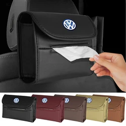 1PC PU Leather Car Tissue Box Paper Towel Bag Hanging Storage Accessories For VW Volkswagen Jetta Golf Beetle CC EOS GTI R32 MK4