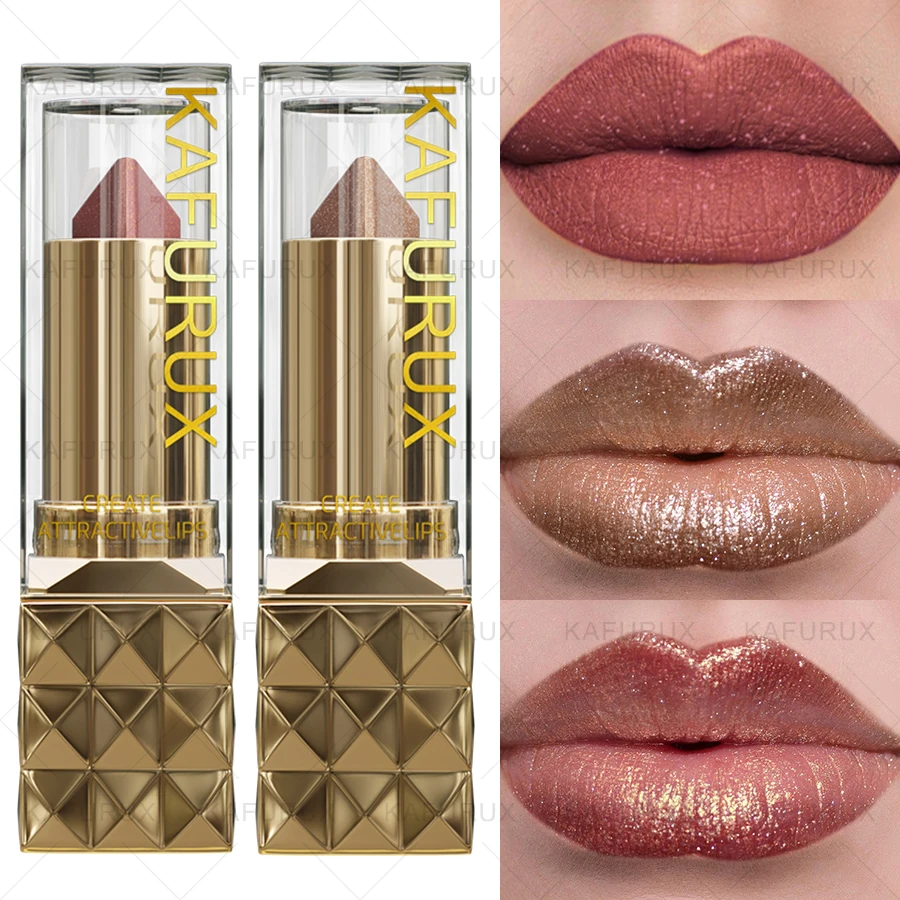 2pcs Glitter Shiny Metallic Two Tone Lipstick Matte Sexy Red Pearlescent Lip Tint,Long Lasting Lip Senior Lip Korean Makeup Gifts Lip Gloss Cosmetic  Beauty