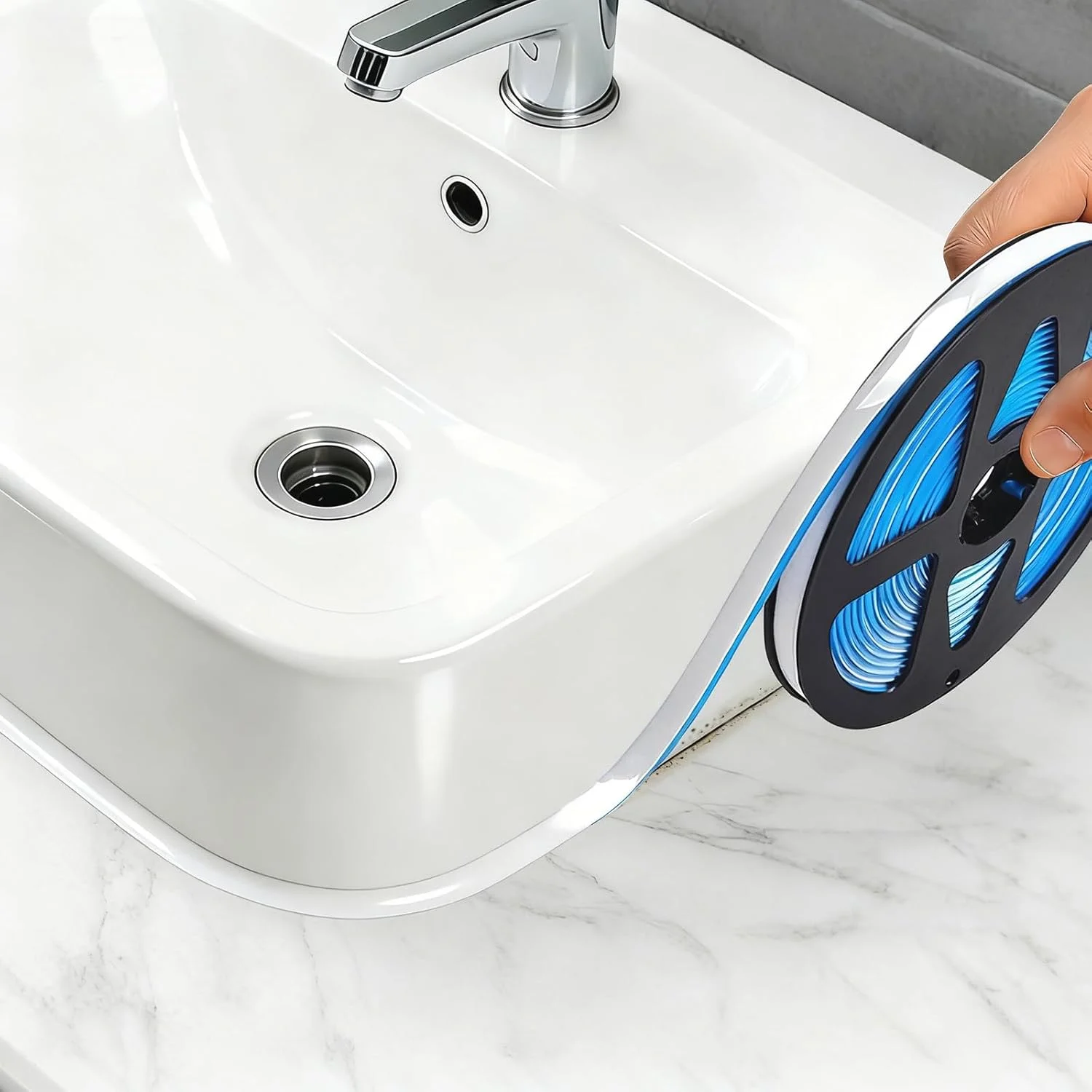 1PC 6m/236.22inch Kitchen Cooktop Gap Self Adhesive Tape Waterproof Sealing Strip Caulk Strip Sink Proof for Basin Edge Toilet B