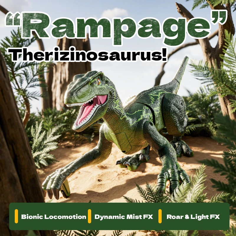 스프레이 기능이 있는 RC 공룡 2.4G 무선 조종 공룡 걷는 공룡 로봇 장난감 시뮬레이션 벨로시랩터 RC 장난감 어린이 선물