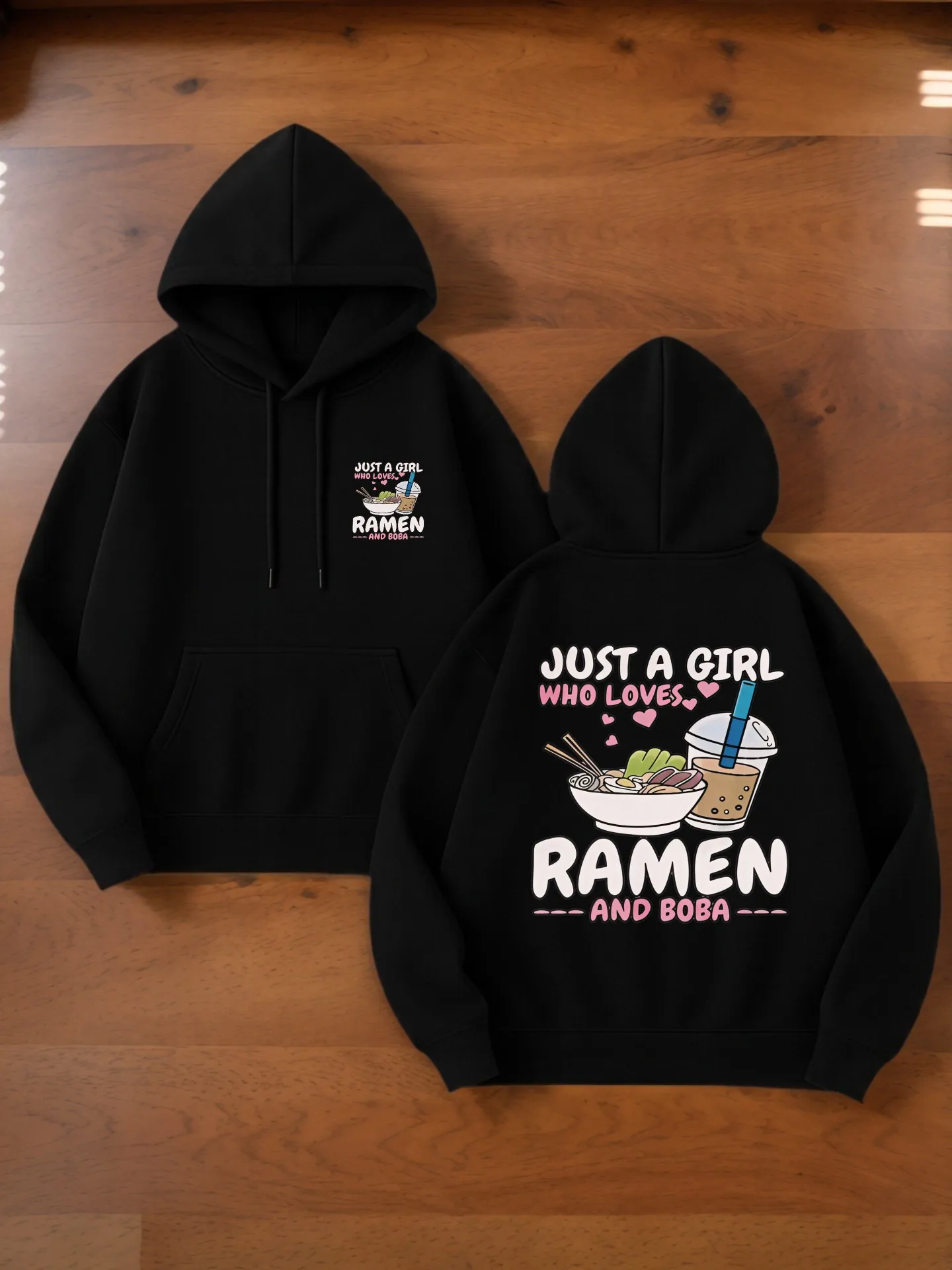 هوديي جرافيك للرجال، طباعة رامين وبوبا، نمط كاجوال، قماش ناعم، للشباب، للارتداء اليومي #1