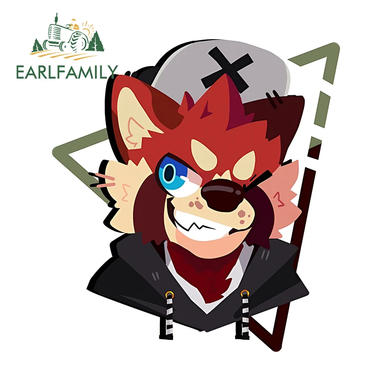 

EARLFAMILY привлекательные наклейки для автомобиля с головой красного волка, милый мультяшный дизайн Tuya, наклейка, креативная личная окклюзия кузова автомобиля, царапины