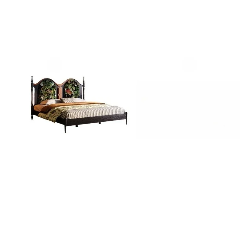 

Solid wood soft bag bed French retro master bedroom 1.8M double bed Chinese antique American ash wood wedding bed