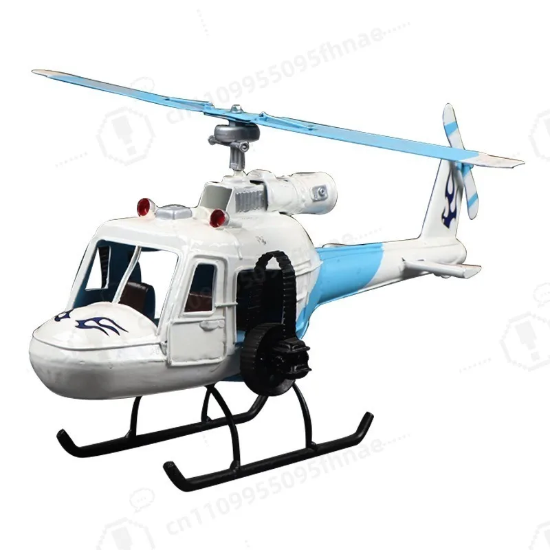 Helicopter Model Wrought Iron Crafts Simulation Aircraft Ornaments TV Cabinet Boy Bedroom Decoration Home