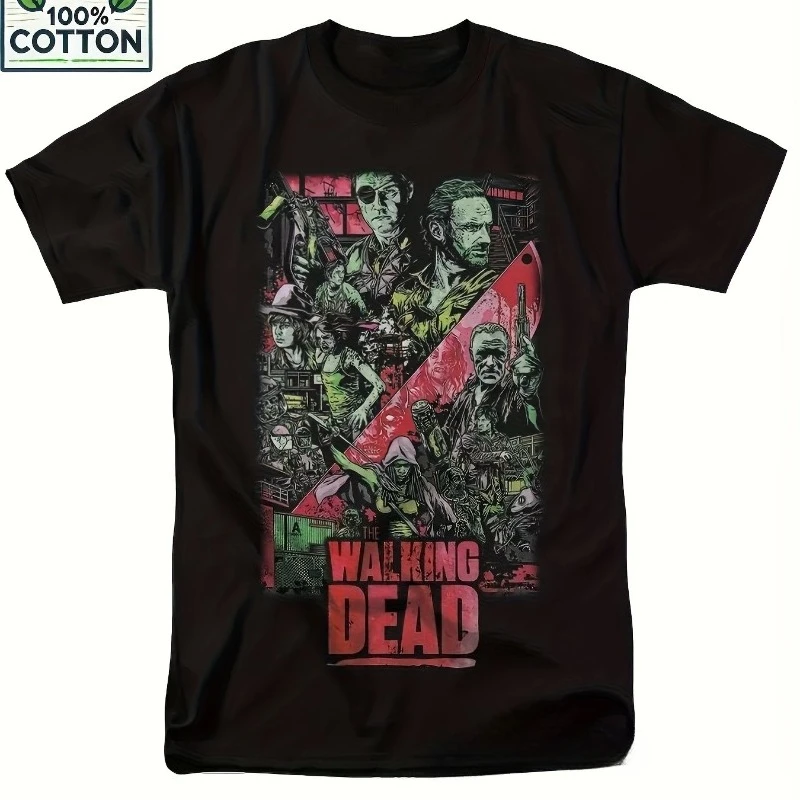 

Футболка «Ходячие мертвецы» AMC, зомби-ужасы, пропагандистская футболка с графическим дизайном, яркий ретро-дизайн, женская футболка