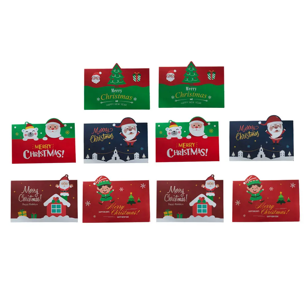 

10 Sets Christmas Card Blessing Cards Holiday Greeting Xmas Thank Cartoon for Paper