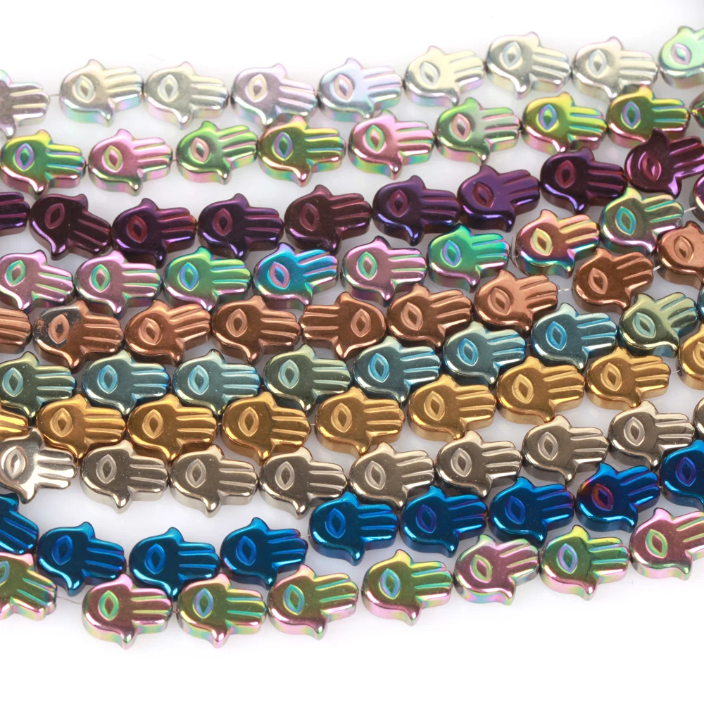 الطبيعية 10x9 مللي متر عيون النخيل شكل مطلي الهيماتيت حجر فضفاض خزر عازل لصنع المجوهرات قلادة سوار اليدوية