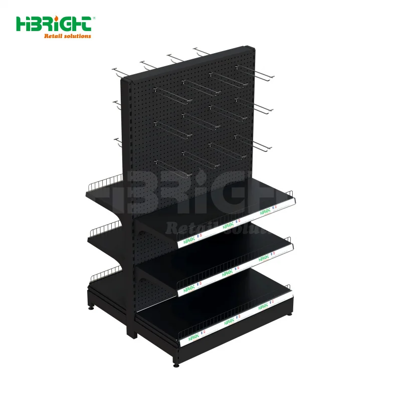 

custom.Highbright Heavy Duty Wood Supermarket Rack Shelving System Double-Sided 6-Shelf Freestanding Gondola Store