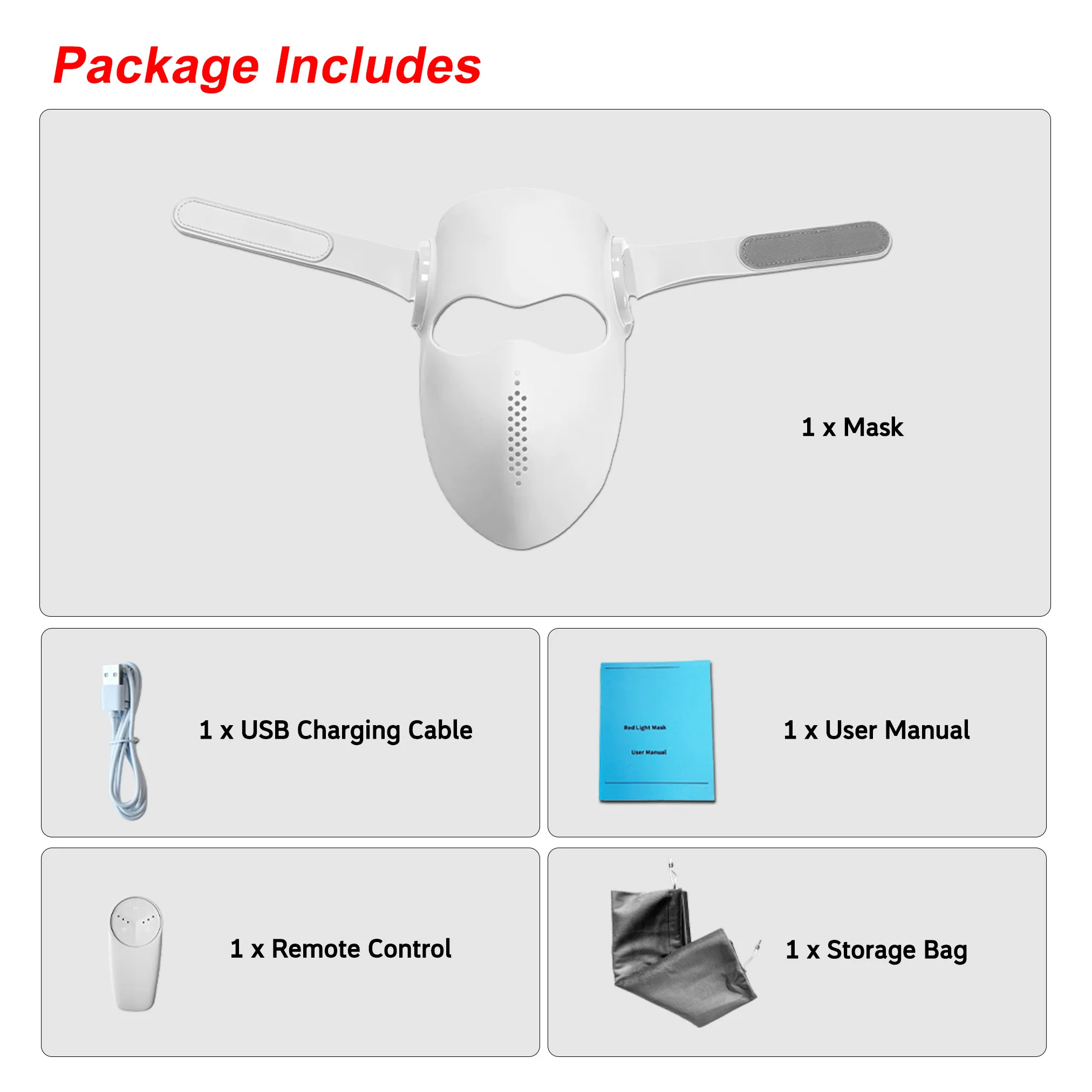 Wireless silicone LED face mask (listing 9795), view 3