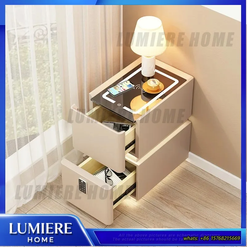 

Floating Nightstand with Wireless Charging Modern Solid Wood Bedside Table Minimalist Drawer Cabinet Narrow Smart Storage