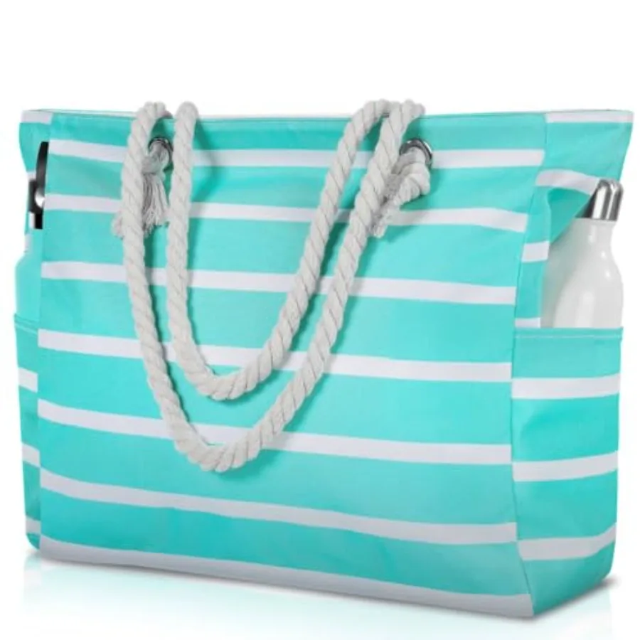 Clothirily Beach Bag for Women - Large Beach Tote Bag, Waterproof Sandproof Beach Bag with Zipper, Large Swim Pool Beach Tote
