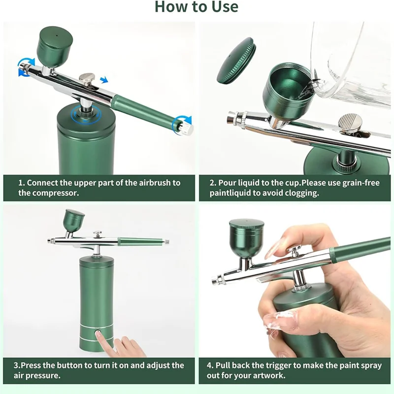 A97G Upgraded Airbrush Set With Air Compressor Cordless Automatic Airbrush Set Handheld Rechargeable Airbrush For Makeup Durable