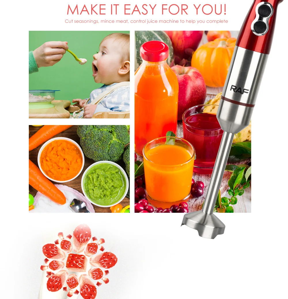 Electric Hand Blender with Durable Stainless Steel Blades, 350W Mixer, Chopper, Ice Crushing Food 2-Speed Control food processor