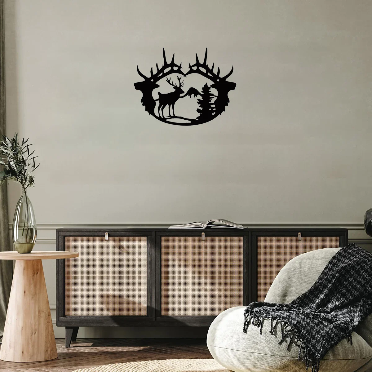 Adorable 1pc Deer Theme Decor – Cute Wall Art Decorations. Modern Bedroom Adorned with Lovely Sticker Mural and Metal Wall