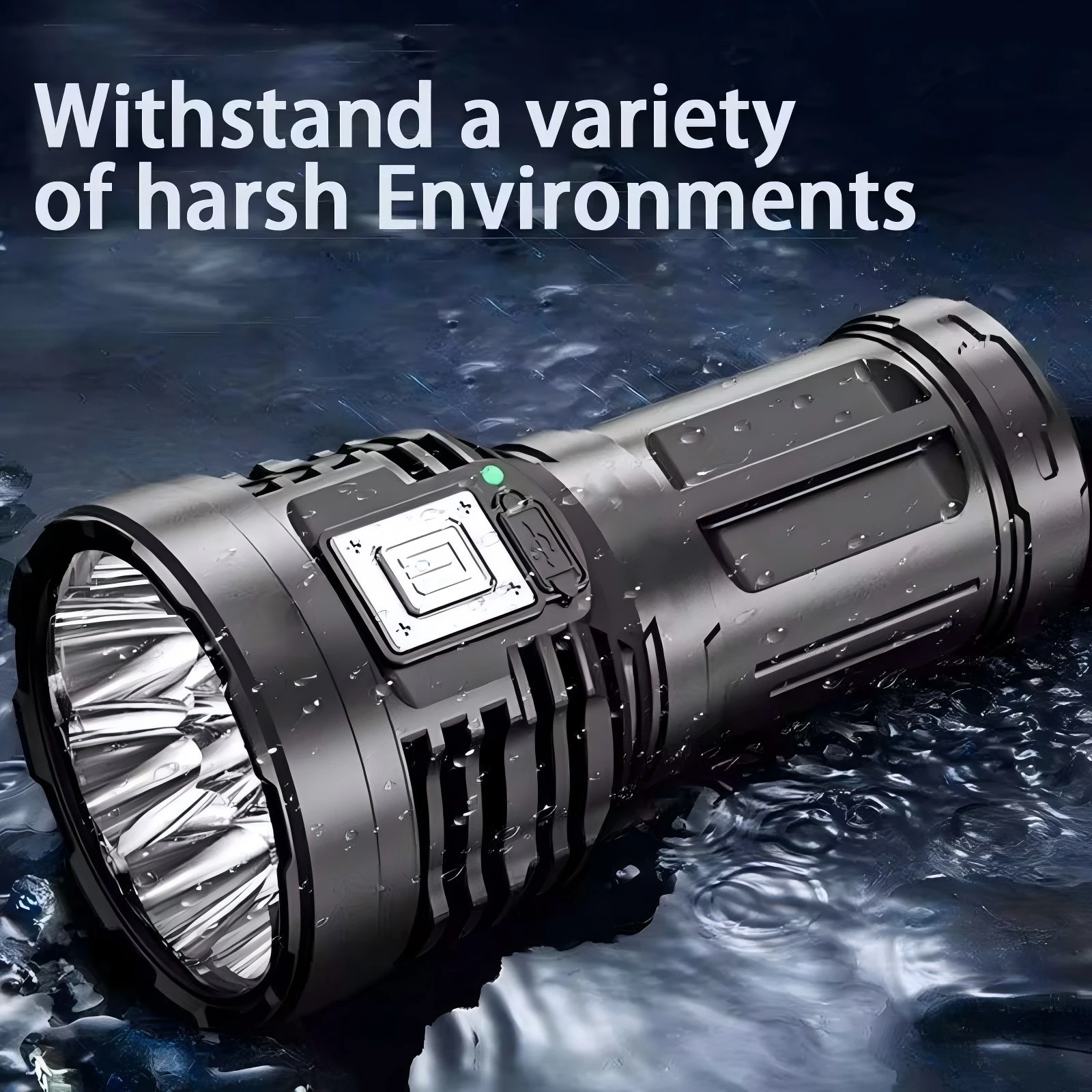 High Power LED Flashlight Rechargeable Camping Tactical Light 8 LED With side Light Lantern ABS Outdoor Fishing Patrol Torch