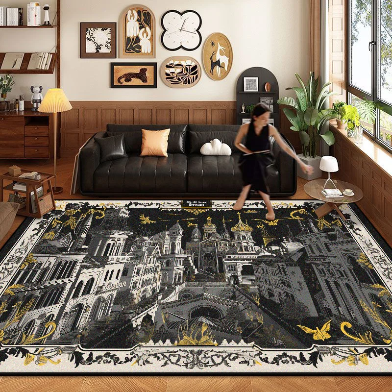 Light Luxury Home Decoration Large Living Room Rug Soft Non-slip Cloakroom Decor Sofa Table Mat Washable Bedroom Bedend Carpet