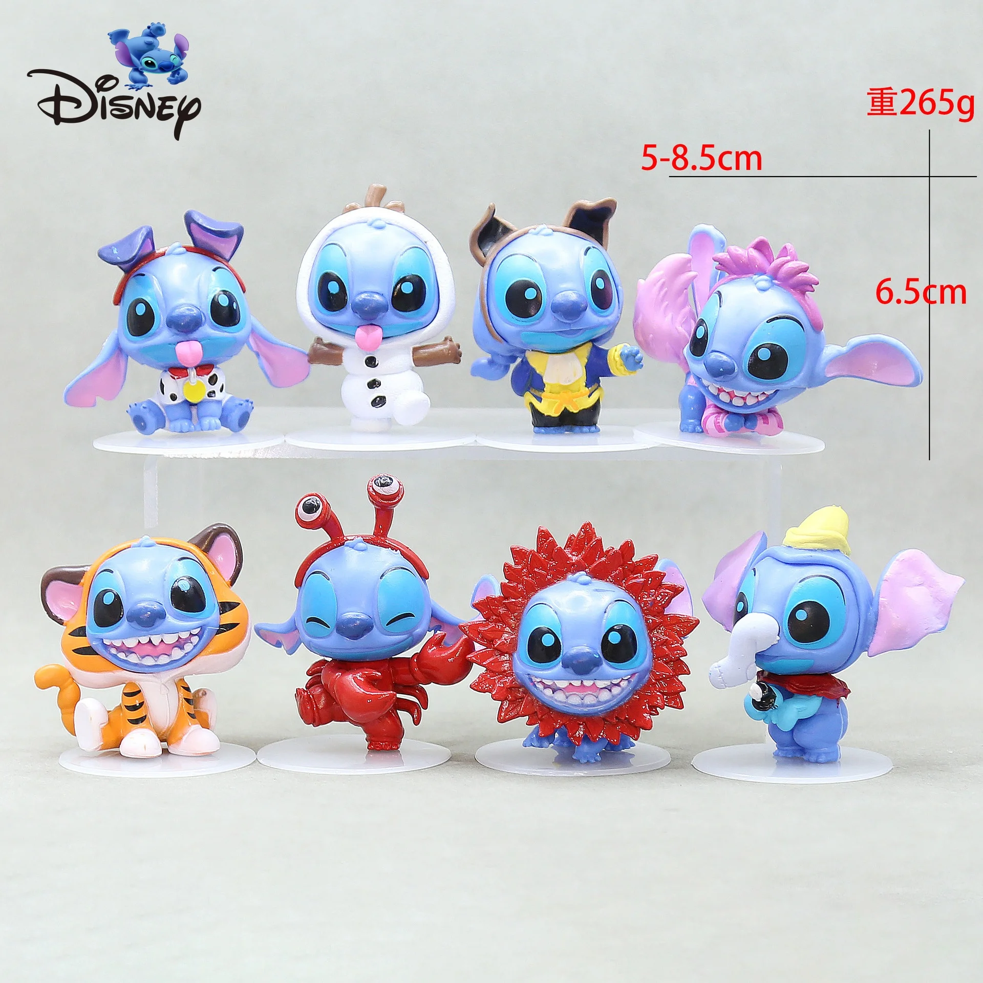 8PCS Disney Stitch Doll Kawaii Action Anime Figures Stitch Angel Toys Model Ornament DIY Cake Decorate Toys Gifts for Children