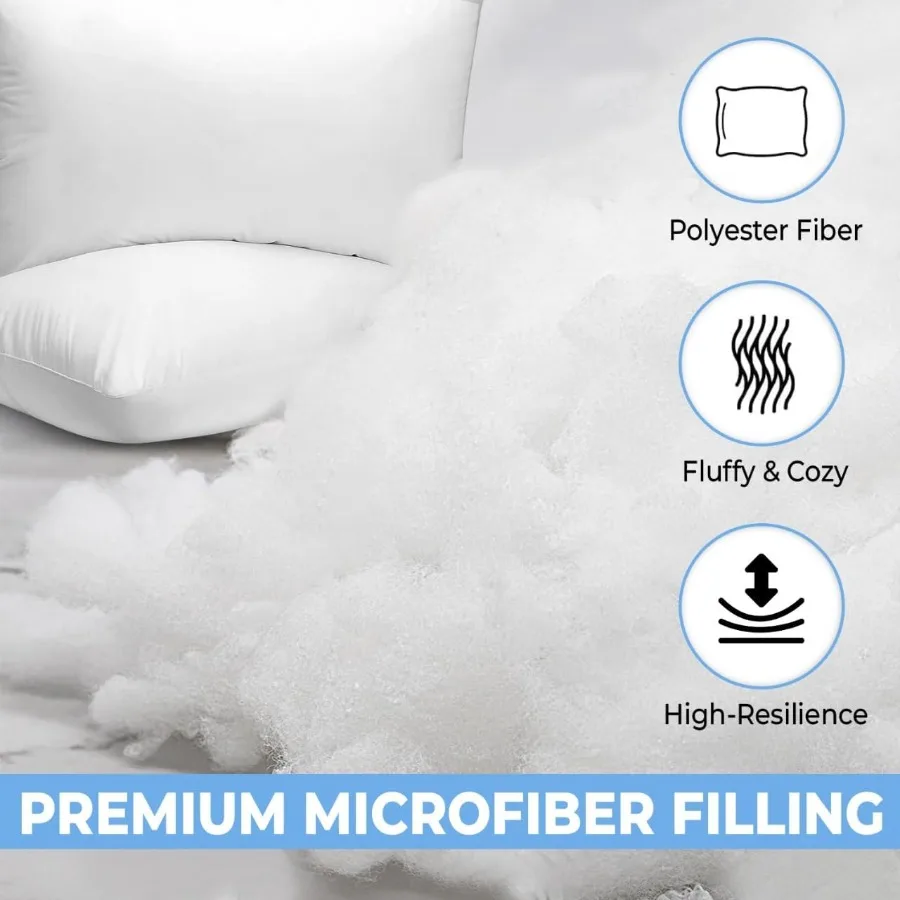 طقم وسائد سرير بحجم كوين مكون من قطعتين مع كثافة متوسطة للنوم الناعم والداعم مثالي للجانب الخلفي والنوم المعدني