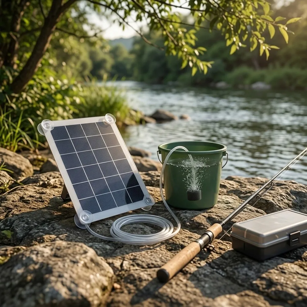 10W Solar Panel With Dual USB And Oxygen Supply For Water Pump For Outdoor Fishing Ventilation Aquaculture Kit