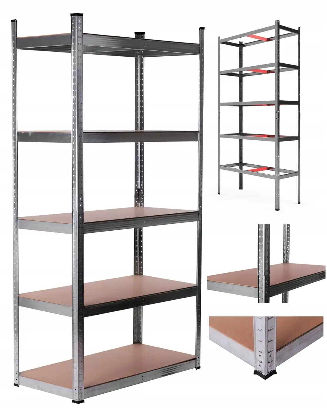 Metallregal 180 x 90 x 40 x cm – 5 Regale verzinkt praktisch