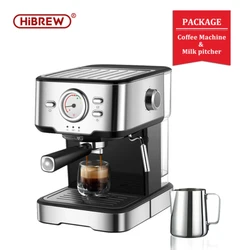 HiBREW 20 Bar H5 semi-automatic Inox espresso machine Hot water steam temperature display espresso cappuccino machine