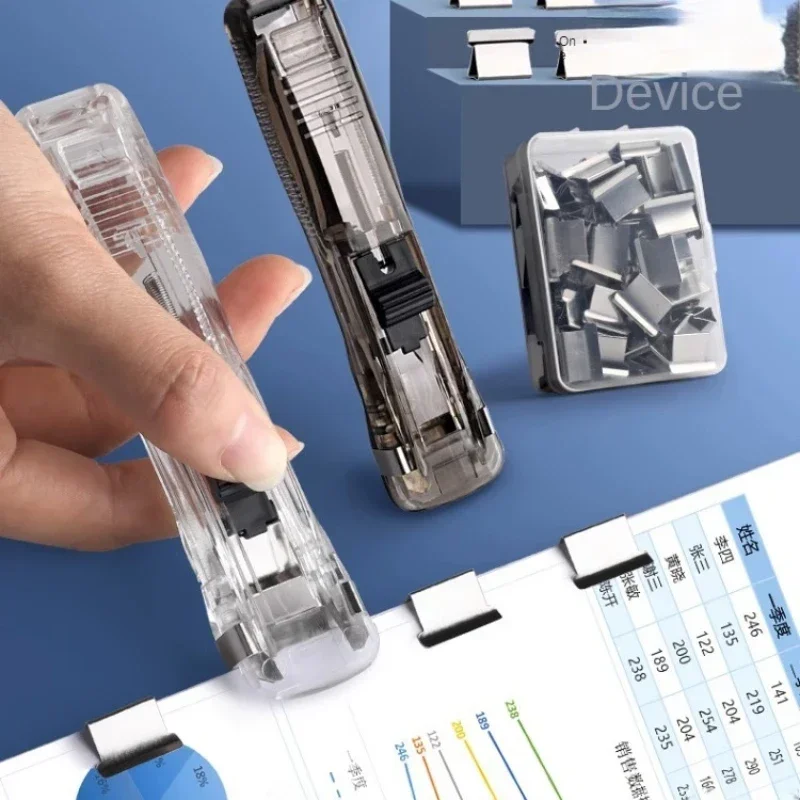 Clip Stapler Reusable Push Clamp Book Binding Machine For Paper Documents File Stapler Office Accessories School Supplies