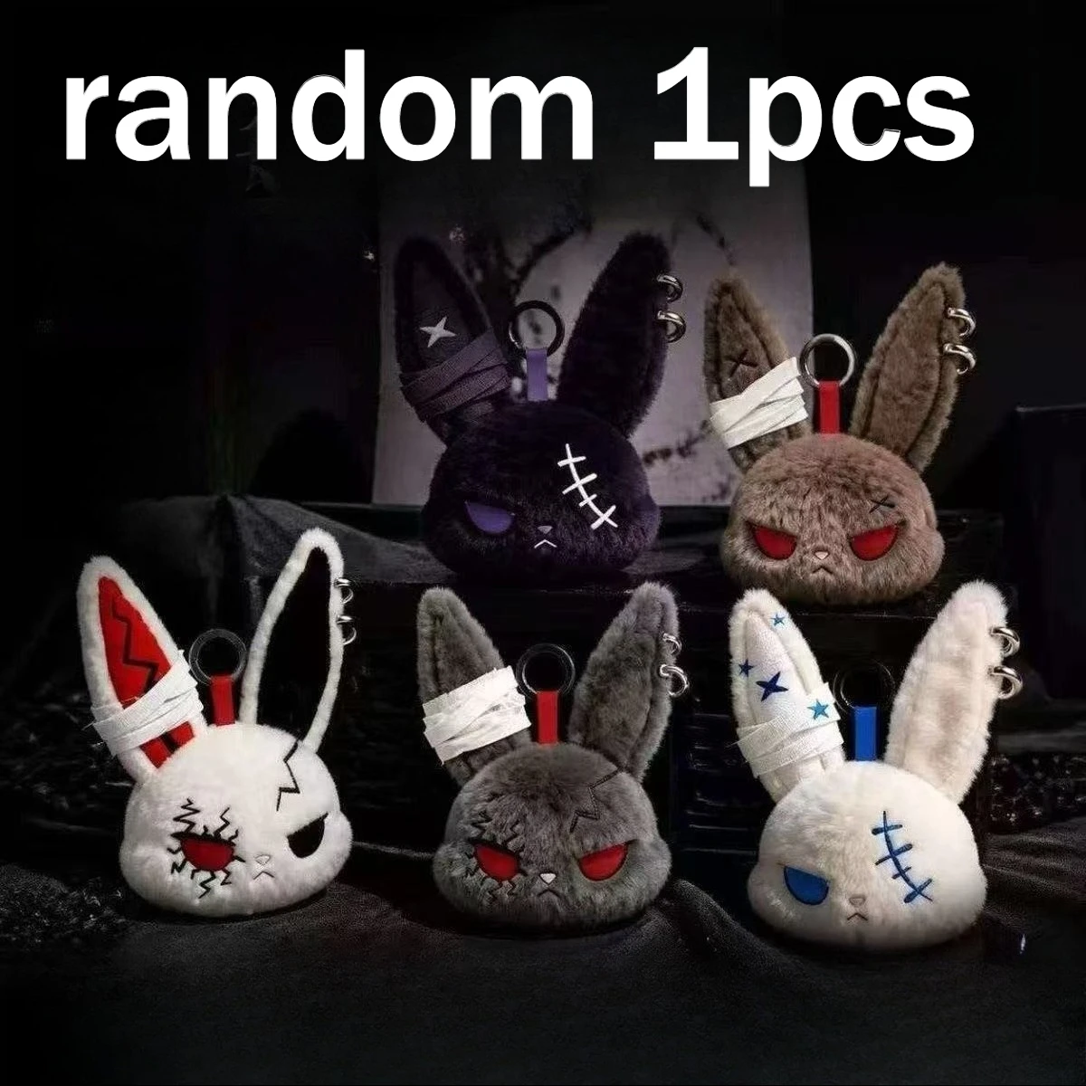 Hot Gothic Bunny Pluche Sleutelhanger RabbitBag Charm met Bandage Desian Kawaii Sleutelhanger Hanger Auto Tas Ornament Cadeau aan