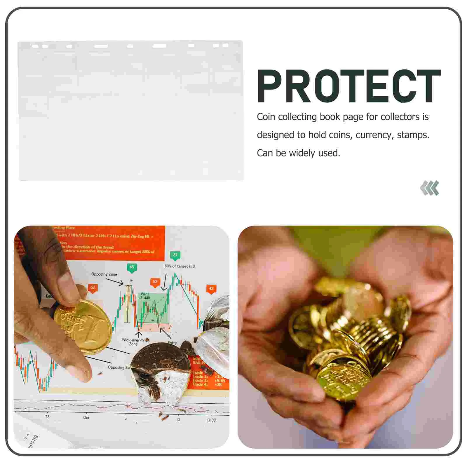 Coin Collection Page Sleeves Bags Collector Book Books for Collectors Binder Clips