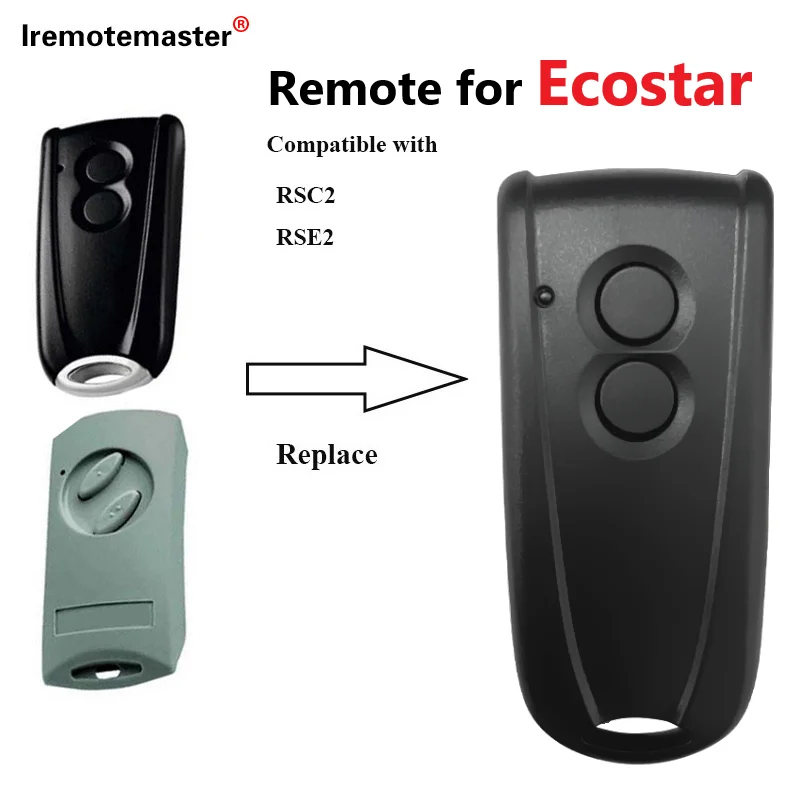 For Ecostar RSE2 RSC2 Garage Door Remote Control Use with Receiver 433.92Mhz 4-button Rolling Code Garage Door Replace