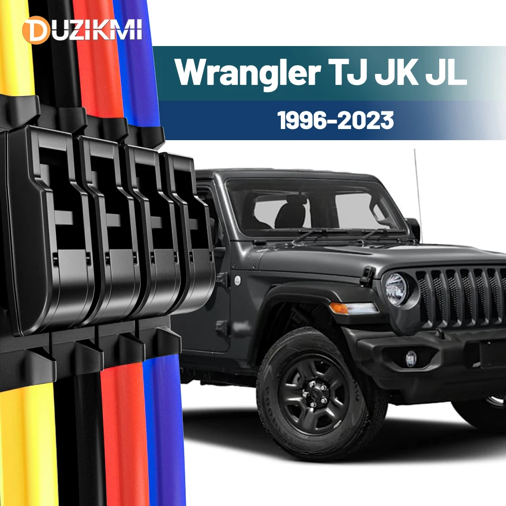 

For Jeep Wrangler TJ JK JL 1996-2023 2017 2018 2019 2020 2021 2022 2023 2pcs Front Windshield Windscreen Wiper Blades Red Blue