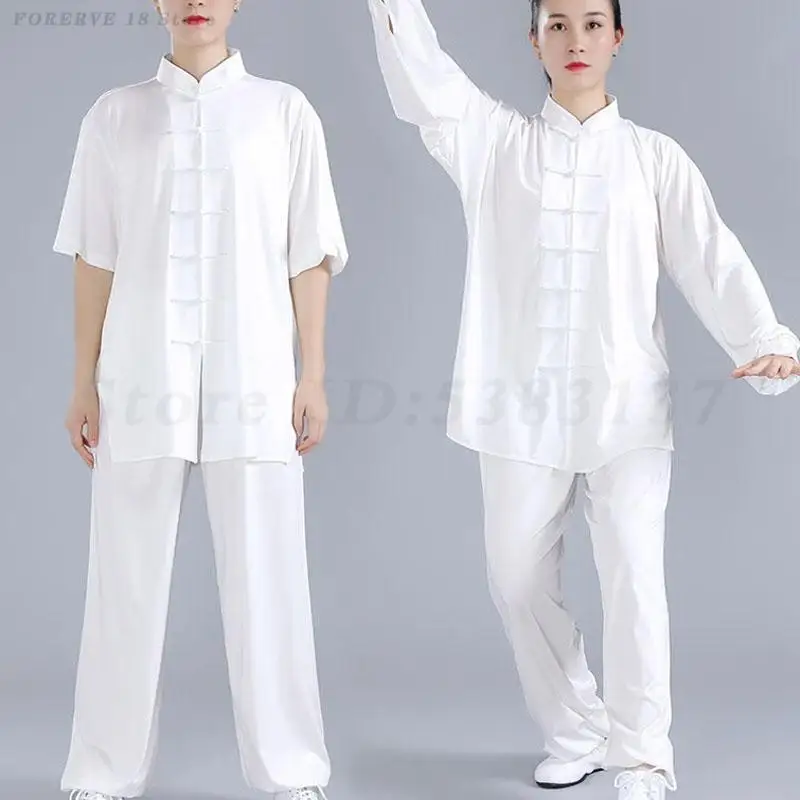 Spring Summer Tai Chi Kung Fu Clothes Casual Solid Color Martial Arts Uniform Adult Men Women Tang Suit Oriental Wushu Costume