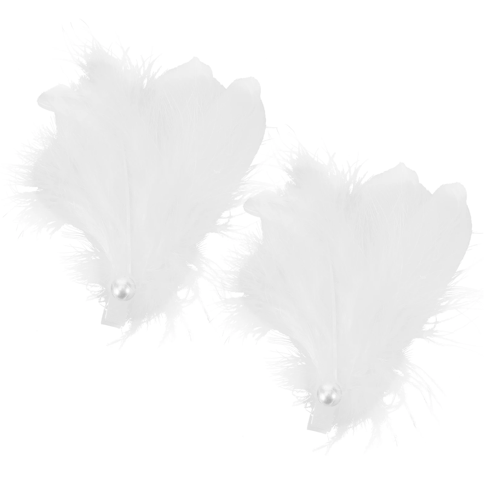 

1 Pair White Hair Clips Small Plume Ballet Accessories Wedding Bridal Hairpins for Women Thin Hair Decorative Party