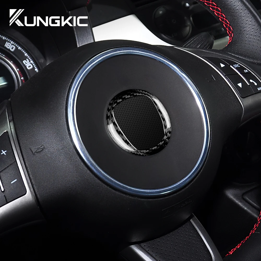 for Fiat 500 2008-2021 2022 2023 Real Hard Carbon Fiber Sticker Car Steering Wheel Center Ring Cover Interior Accessories