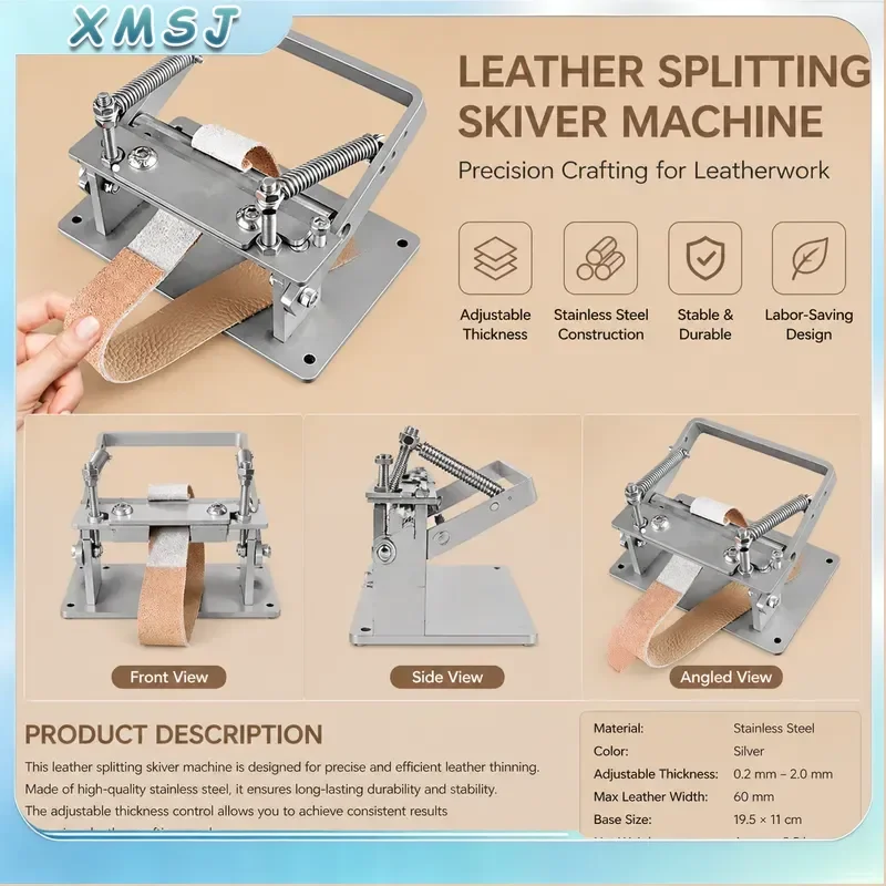 Leather Peeling Thinning Machine Stainless Steel DIY Plant Tanning Leather Art Tools for Skiving and Shaving Craft