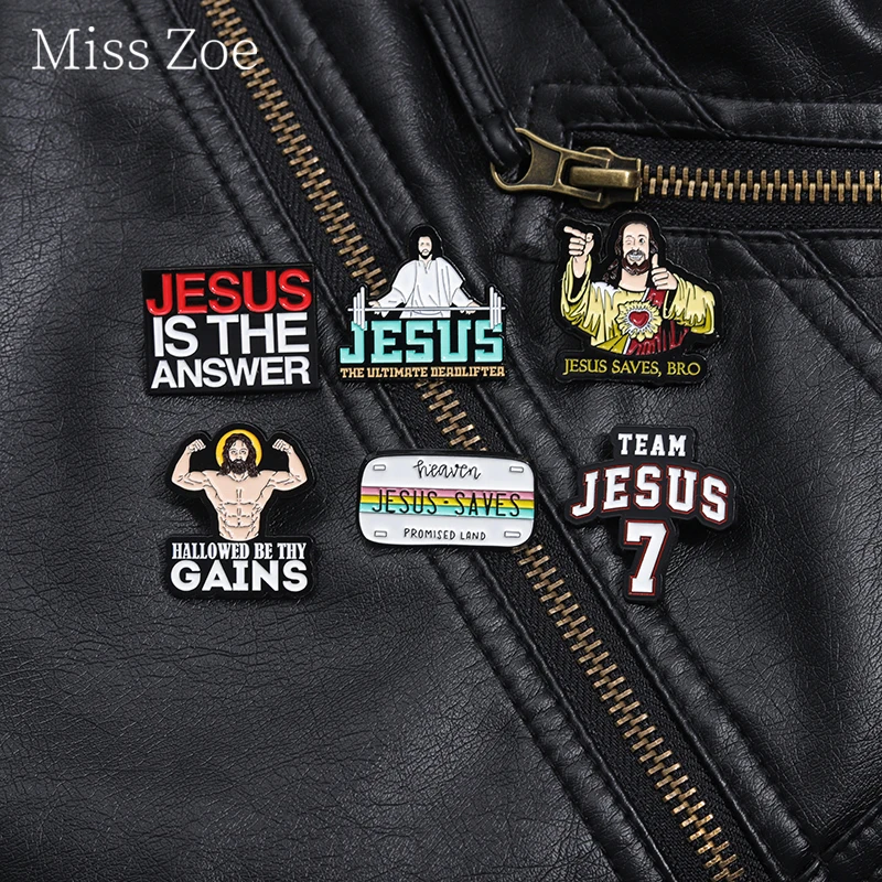 Jesus Is The Answer Enamel Pins Jesus Saves Promised Land Brooches Lapel Backpack Badge Religion Belief Christians Jewelry Gift