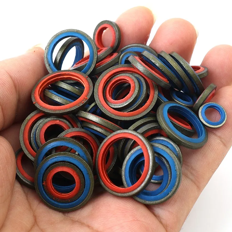 Universal Car Engine Oil Pan Oil Drain Washer Kit 100PCS Rubber Metal Seal Ring M6 M8 M10 M12 M14 M16 Cars Oil Drain Plug Gasket