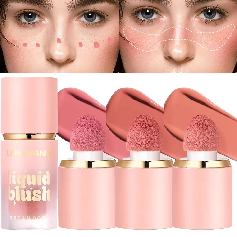 6 couleurs liquide Blush mat éponge tête joue liquide Blush crème couleur améliorant longue durée maquillage Rouge femmes maquillage cosmétiques