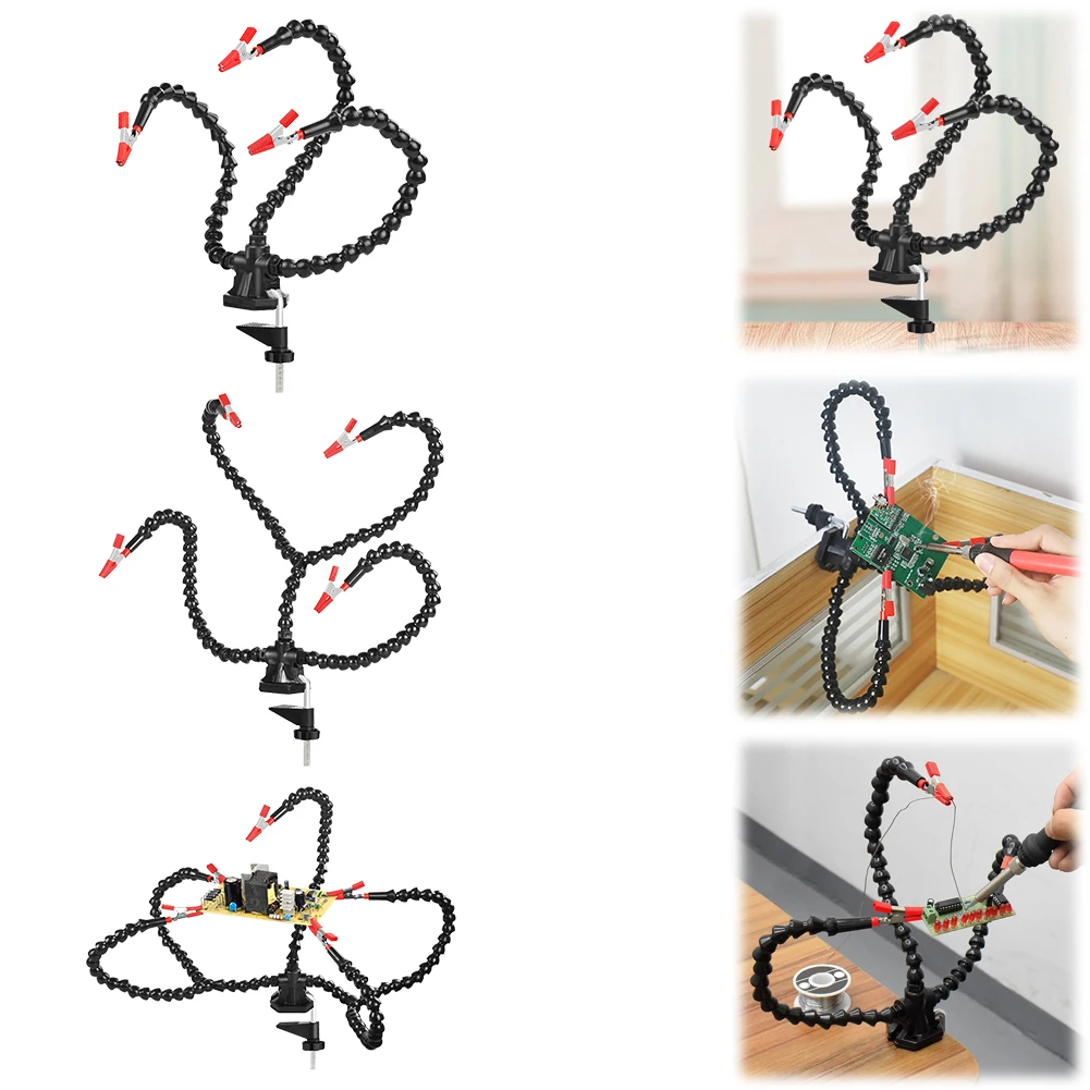 Desk Clamp Soldering Third Hand Tool 3/4/5 Pcs Flexible Arms PCB Holder Stand Solder Stand for Electronics Repair Jewelry Hobby