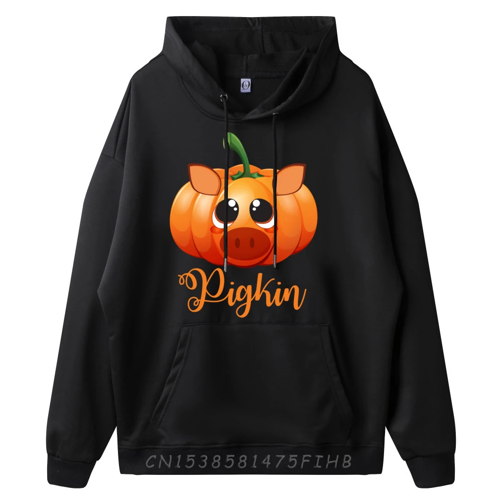 Halloween Fall Pigkin Pig Pumpkin Thanksgiving Piggy Graphic Tees Long Sleeve Sweater Men Classic