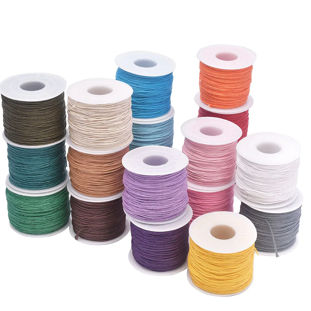 24-70m 1mm Waxed Cotton Cord For Beading Craft DIY Bracelet Necklace Braided String Thread Jewelry Findings Making HK042