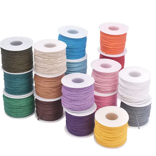 24-70m 1mm woskowany sznurek bawełniany do tworzenia koralików DIY bransoletka naszyjnik pleciony sznurek nici komponenty do biżuterii Making HK042