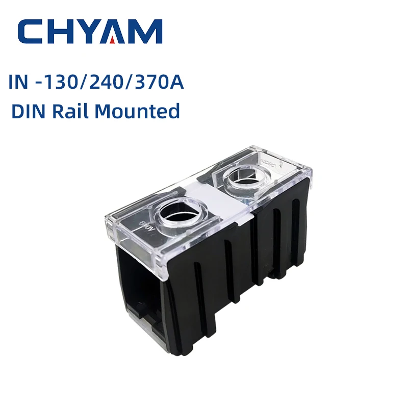 DIN Rail Mounted 130A 240A Copper Terminal Block Combined IN-400BK-C(370A 1P) Flame Retardant Shell Large Current