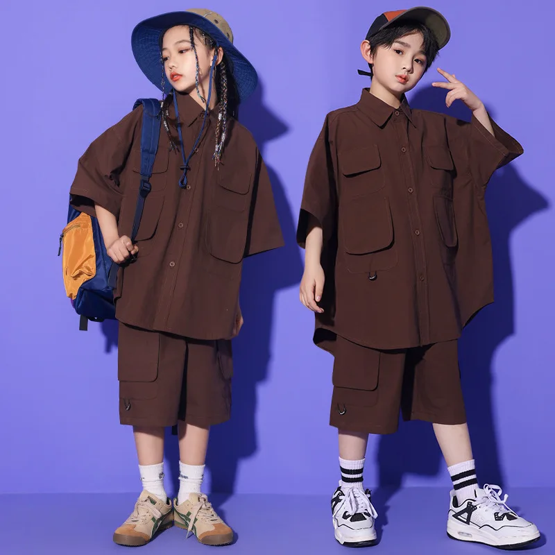 Girls New Hip Hop Streetwear Set Trendy Urban Relaxed Oversized Top And Cargo Bottoms Breathable Fabric Fashion Children Apparel
