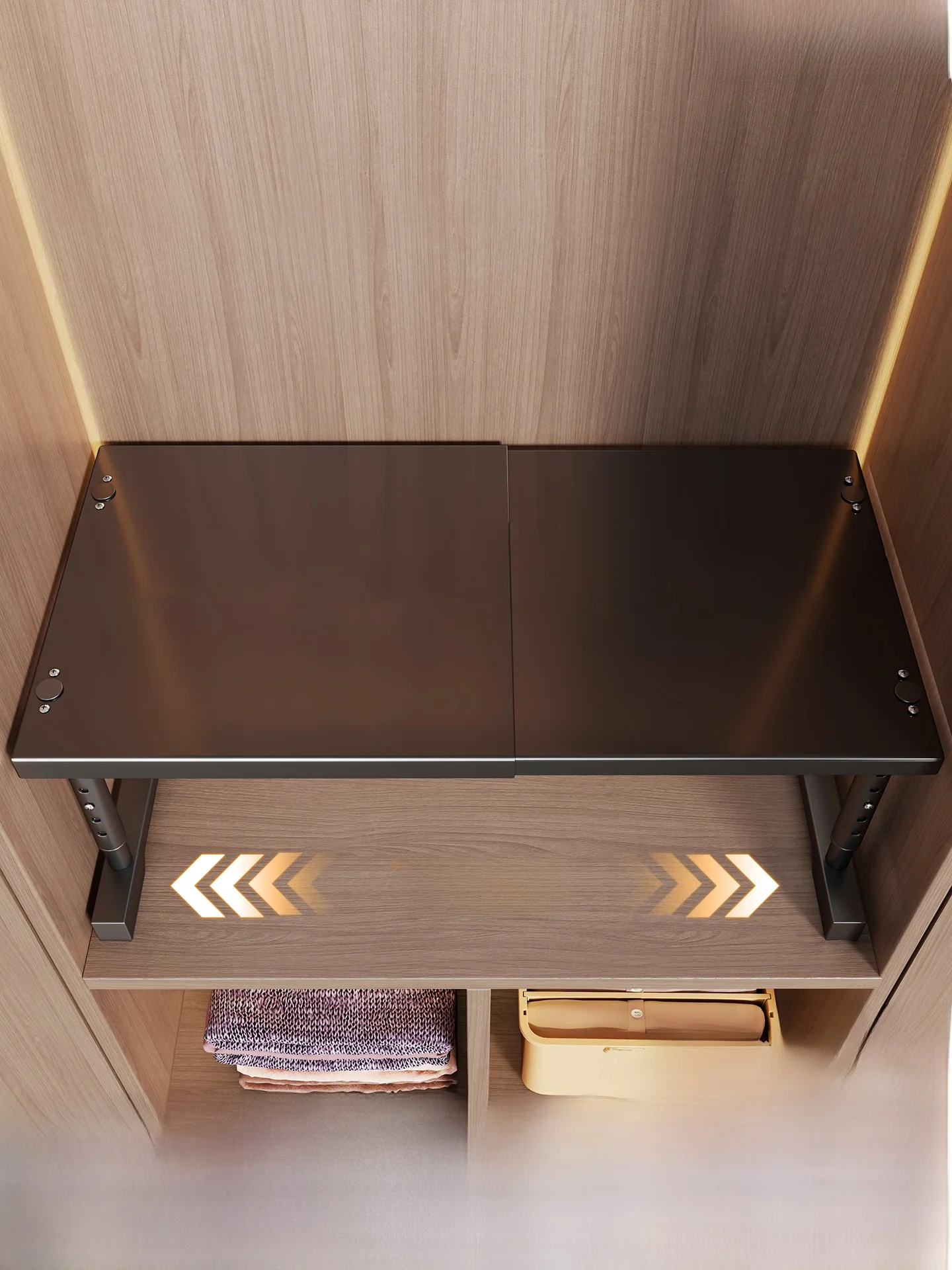 

Carbon Steel Multi-Layer Closet Partition Rack Storage Shelf Cabinet Internal Retractable Partition Organizer Tool